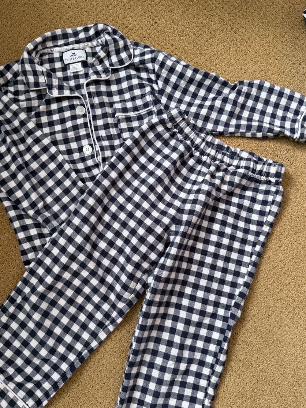 Petite Plume Navy & White Gingham Kids Pajama Set